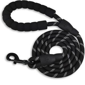 Dog Leash Large Pet Rope Heavy Duty Reflective with Comfy Handle 5 FT BLACK